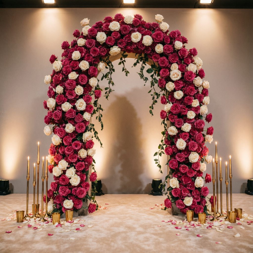 Floral stage decoration arch
